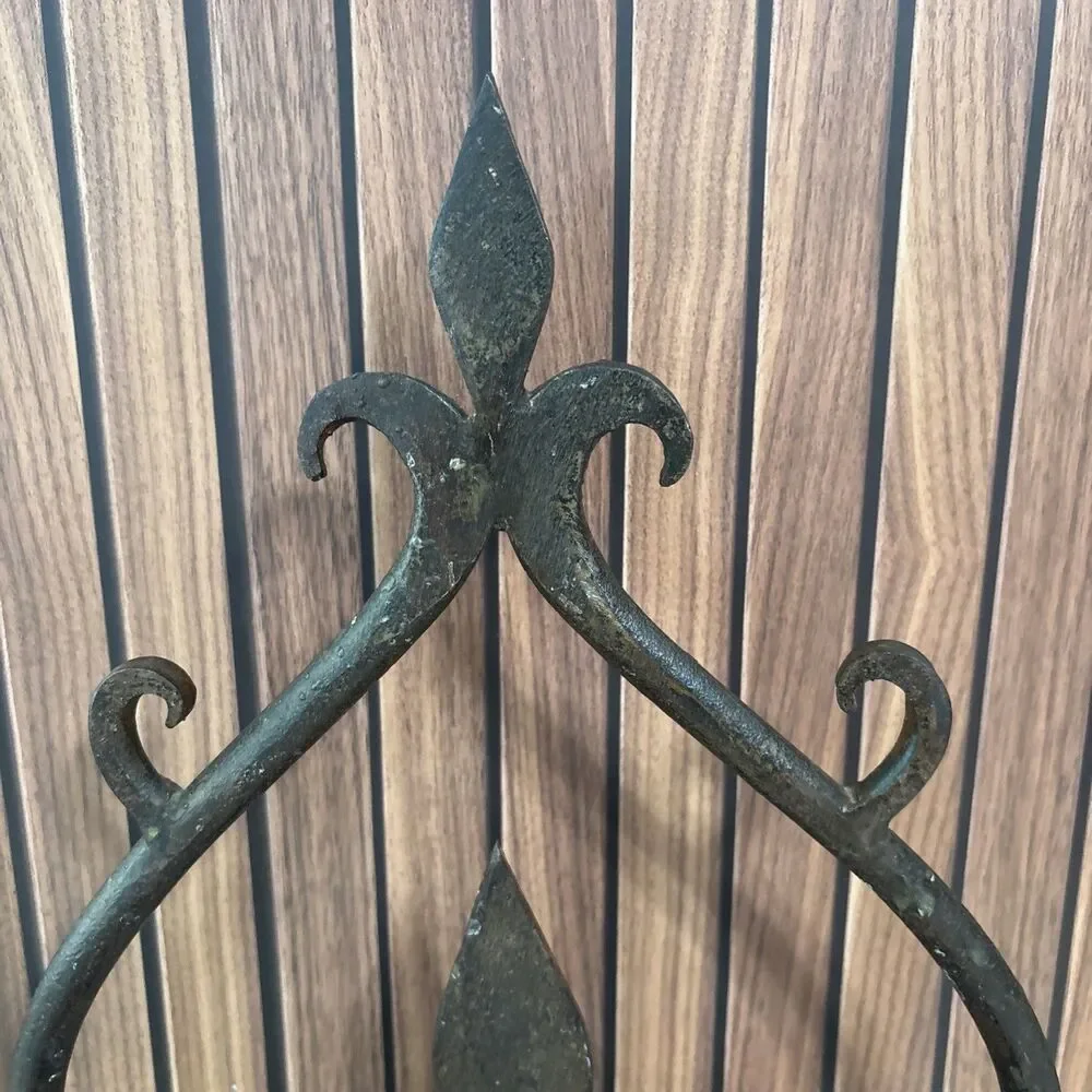 Vintage wrought Iron wall sconce Pillar candle holder gothic rustic decor '60s